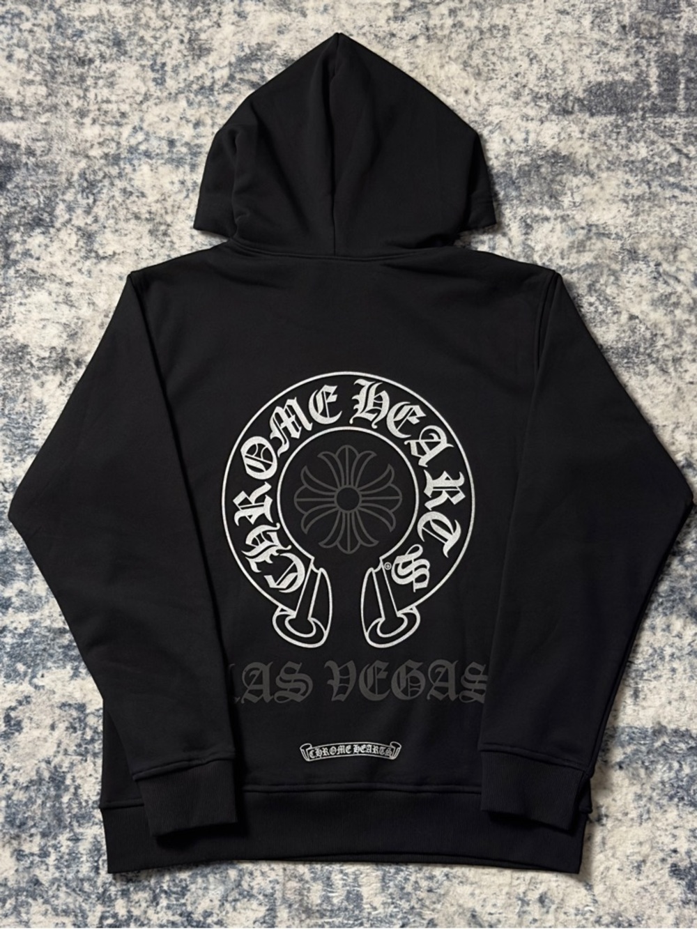 Chrome Hearts Black Las Vegas Exclusive Glitter Horseshoe Hoodie Size Medium